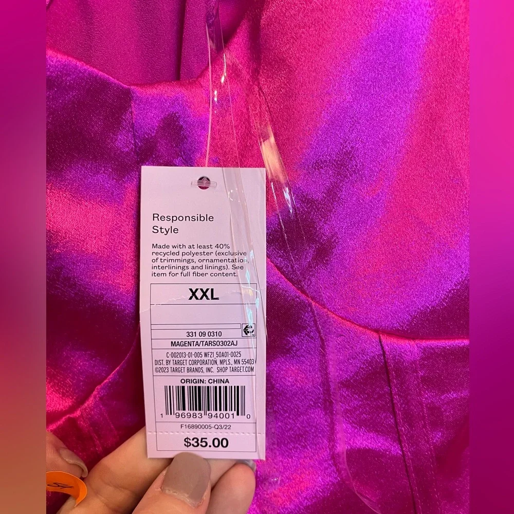 Magenta Satin Dress XXL - Picture 3 of 3